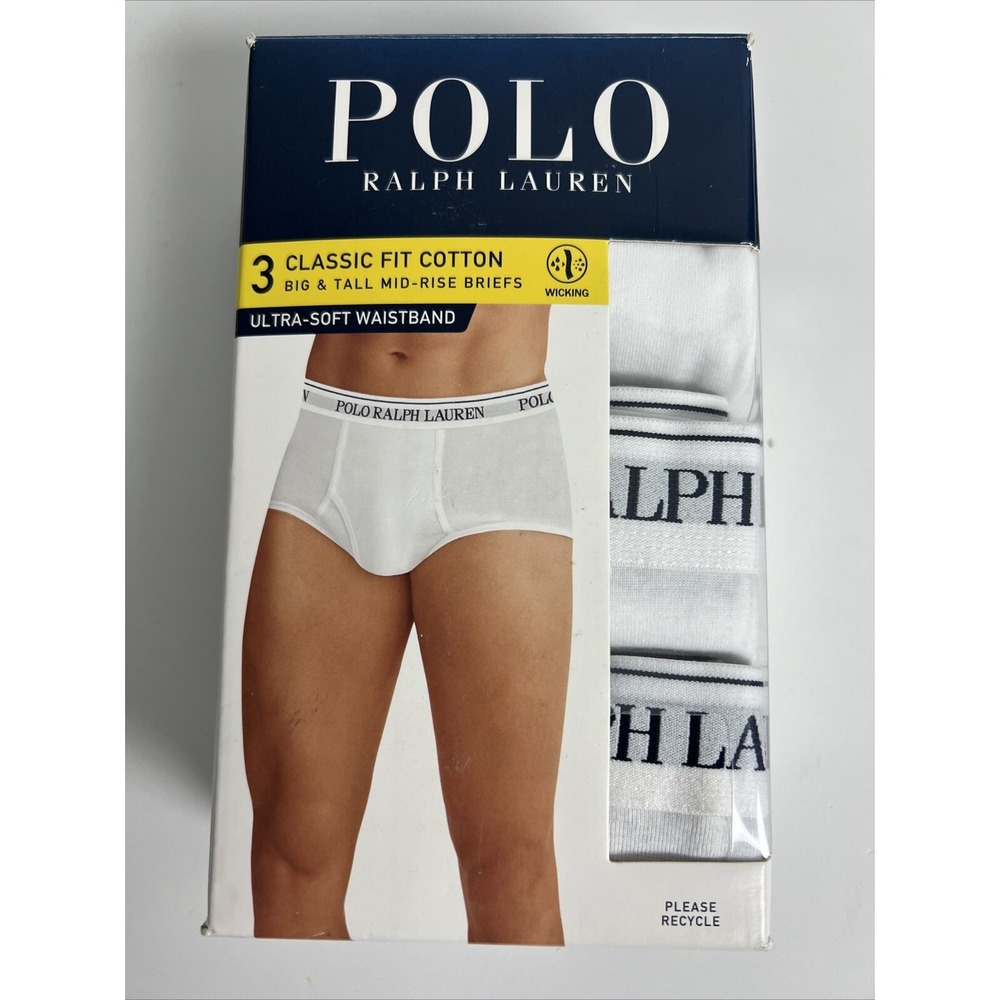 6 Polo Ralph Lauren Men's Briefs Size 4X Big & Tall Cotton Mid Rise White D18 - Picture 9 of 16